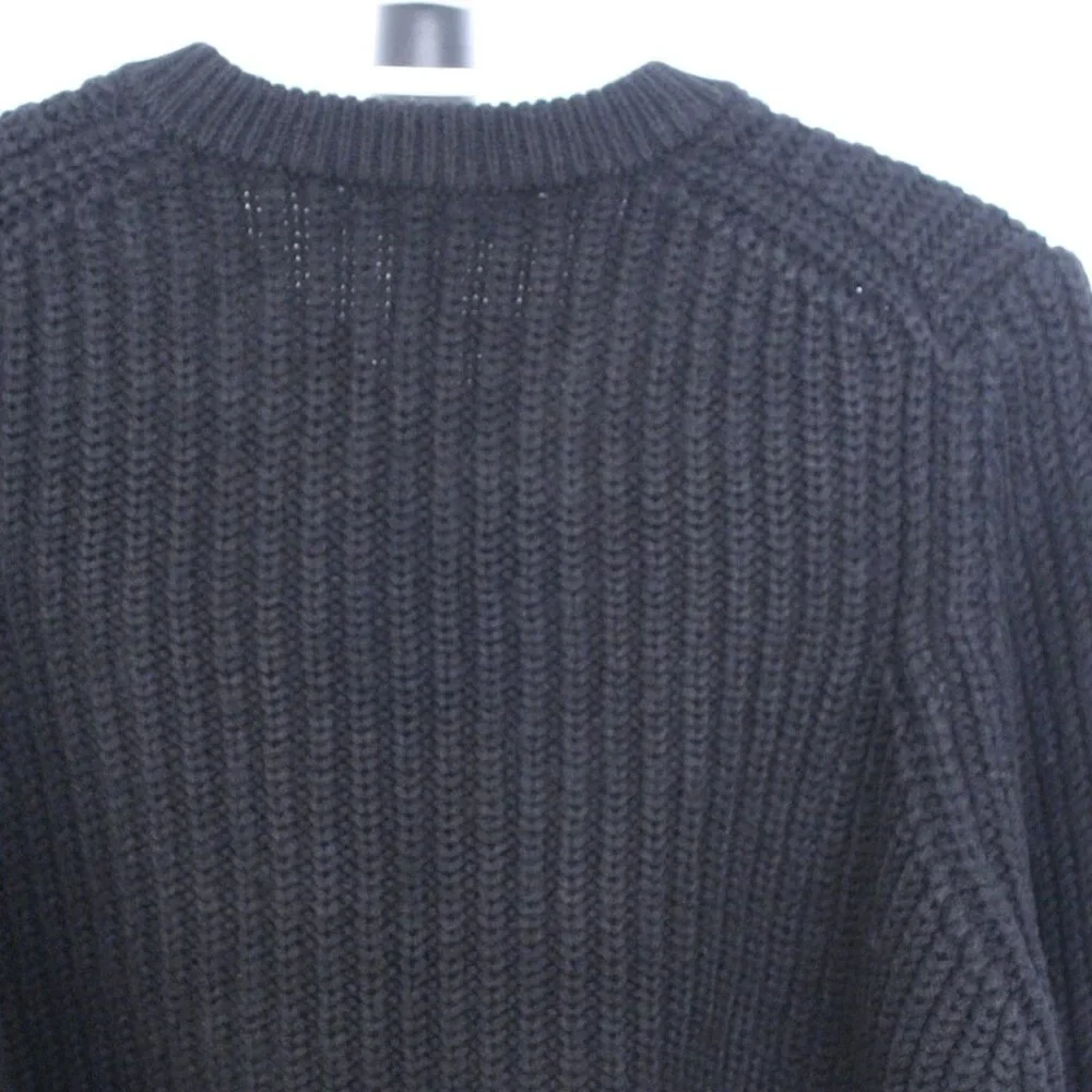Zara‎ Black Rib Knit V-Neck Oversize Crop Sweater Sz M - Picture 7 of 10